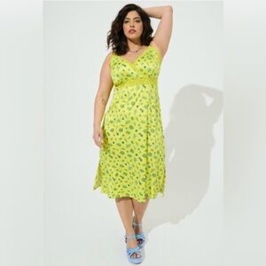 torrid x Betsey Johnson Lime-Yellow Slip Midi Dress
